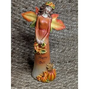 NEW! Happy Fall Harvest Angel Fairy Autumn Thanksgiving Tabletop Decor 10"